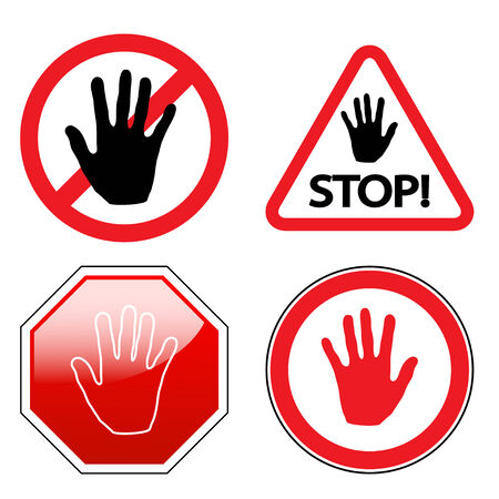 Stop sign, isolated on white background. Set. Vector illustration.のイラスト素材