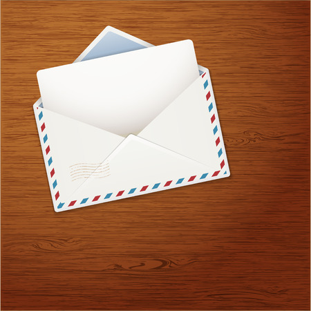 Envelope on Wooden Background. Vector illustration.のイラスト素材