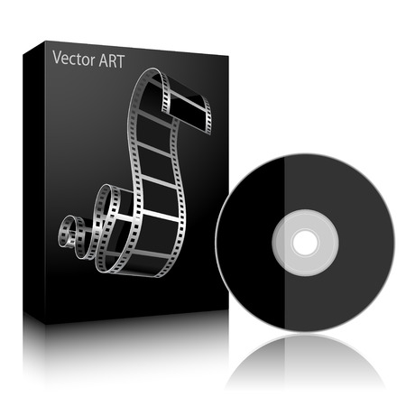Software. DVD Disc and Black Boxon white background. Vector. Illustration.のイラスト素材