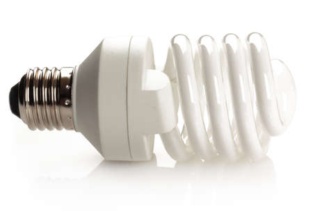 Fluorescent light bulb isolated on white background.