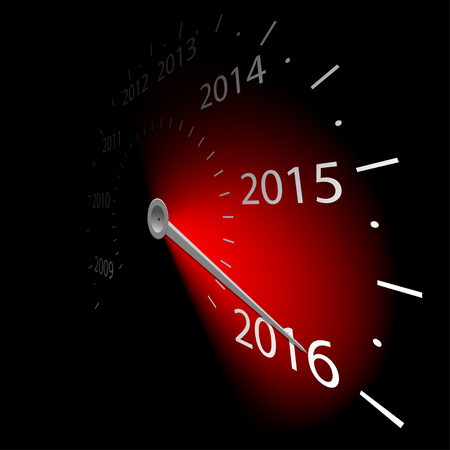 Speedometer with the date New Year 2016. Vector illustration.のイラスト素材