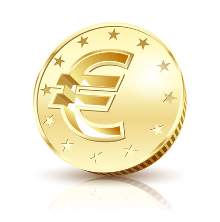 Coin Golden Euro isolated on a white background. Illustration Vector のイラスト素材