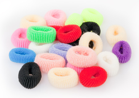 Colorful Scrunchies on white backgroundの写真素材