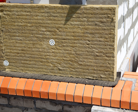 Wall of Bricks and Insulation Woolの写真素材