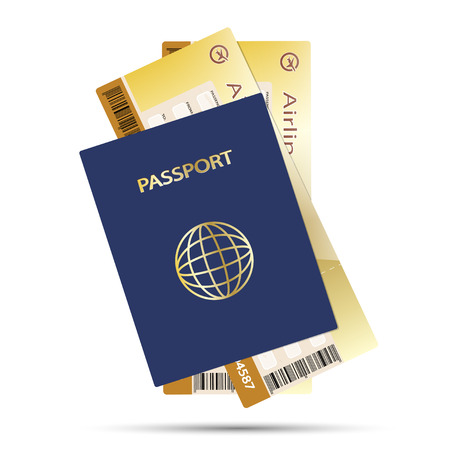 Passport and Airline Ticket isolated on white background. Illustration Vector EPS10のイラスト素材