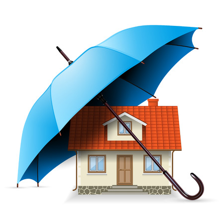 House under an Umbrella. Security Concept, Illustration Iconのイラスト素材