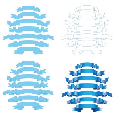 Set of Blue Ribbons Isolated on White Background. Illustration .のイラスト素材