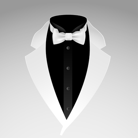 Illustration of tuxedo with bow tie on grey backgroundのイラスト素材