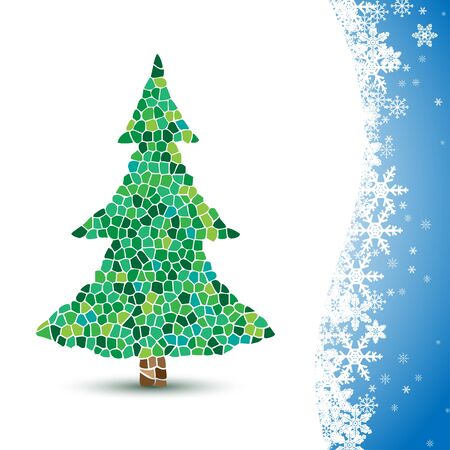 Illustration Christmas tree on winter background. Mosaic. Vector.のイラスト素材