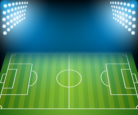 Football Field with Floodlights. Illustration Vector.のイラスト素材