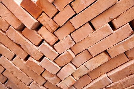 red bricks for cinstruction in a palletの写真素材