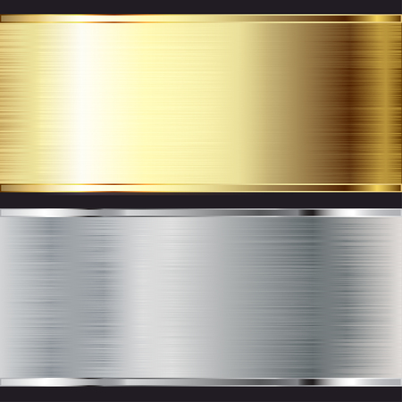 Metal background. Texture Steel and Gold. Set. Illustration Vectorのイラスト素材
