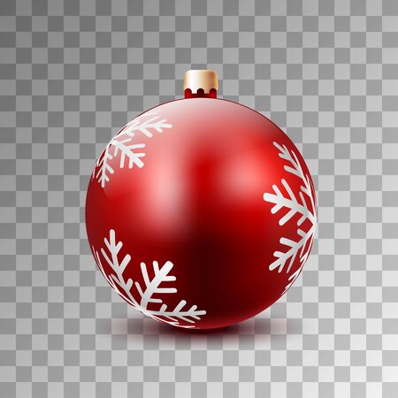 Christmas red ball decorated with Winter Snowflakes on a transparent background. Vector illustration. 
のイラスト素材