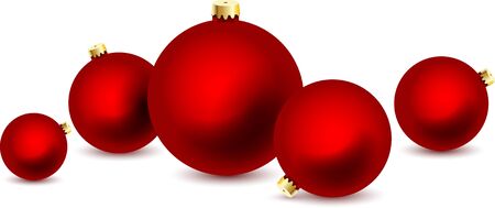 Five Red Christmas ball on white background. Vector illustration.のイラスト素材