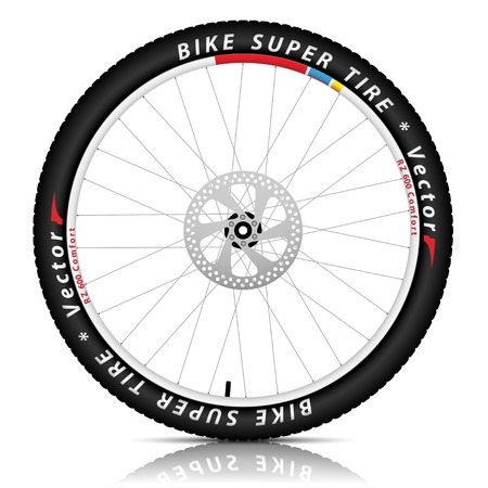 Illustration Bicycle wheel with a best sports tire on white background. Bike tire icon. Vector.のイラスト素材