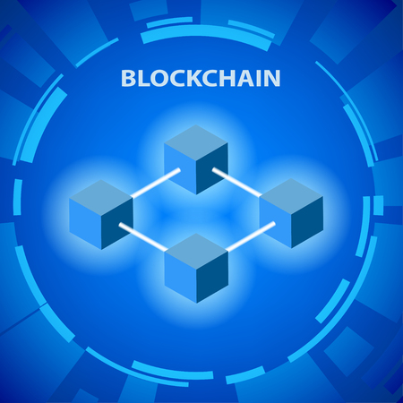 Blockchain concept. Constructed according to certain rules, a continuous series of blocks containing information. Global cryptography in the business financial world. Illustration vectorのイラスト素材