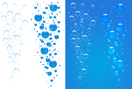 Air stream bubbles in in water, sea, aquarium. Illustration set. Vector.のイラスト素材