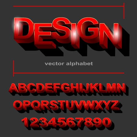 Modern red font design for typography on grey background. Alphabet, illustration vector.のイラスト素材