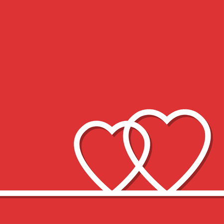 Two whate hearts on red background. Vector illustration.のイラスト素材