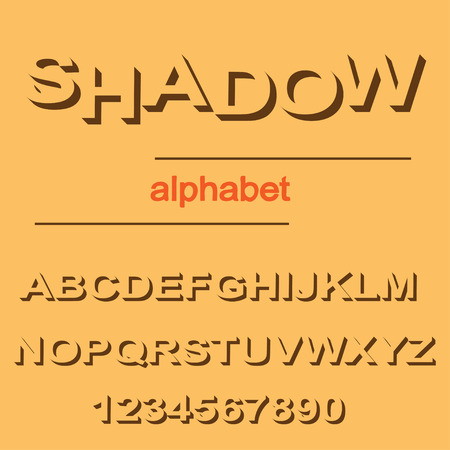 Modern shadow font design for typography on orange background. 3D Alphabet, illustration vector.のイラスト素材