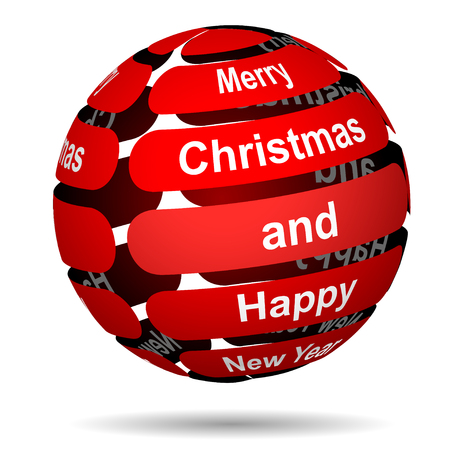 Red abstract Christmas ball isolated on white background. Vector illustration.のイラスト素材