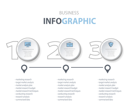 Business Infographics, marketing options icons on white background. Annual report for layout, diagram, web design. Illustration vector.のイラスト素材