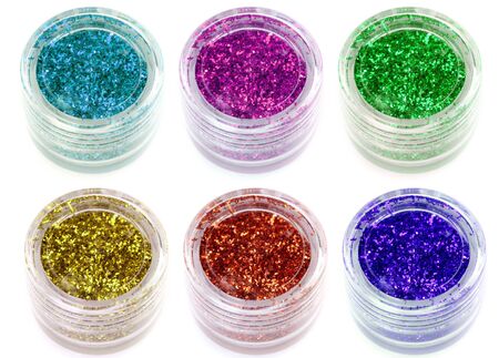 Glitter Nail set Manicure on white backgroundの写真素材
