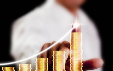 Ð¡oncept Success in Business, development and growing growth. Businessman points to financial infographics.の写真素材