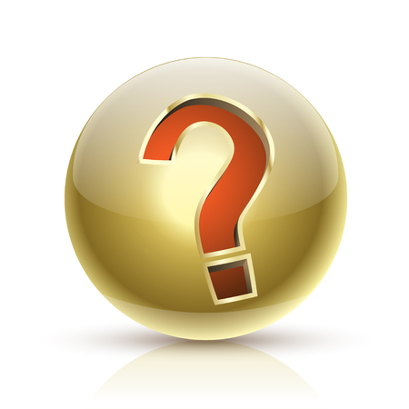 FAQ Golden ball sign. Question icon. Help symbol on white background. Vector illustration.のイラスト素材