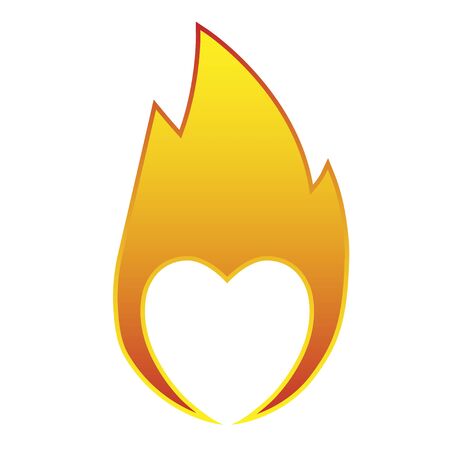 Valentine's day icon, abstract symbol of the heart and flame. Sign of love on white. Vector illustrationのイラスト素材