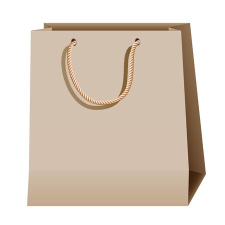 Shopping paper brown bag isolated on white background. Vector illustration.のイラスト素材