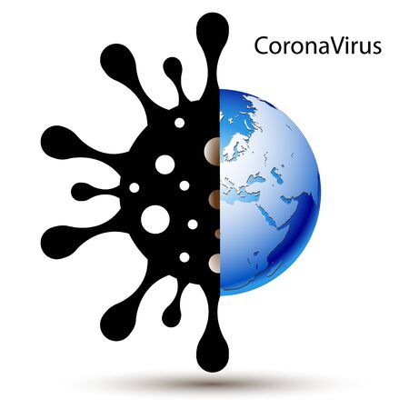 Abstract Coronavirus 2019-nCoV. Viral danger concept for all people on planet earth. Vector illustrationのイラスト素材