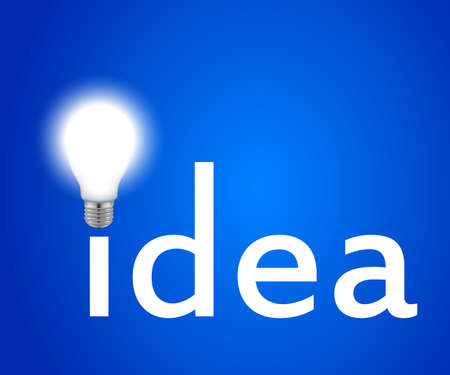 Concept idea, glowing lamp on blue background. Illustration vector.のイラスト素材