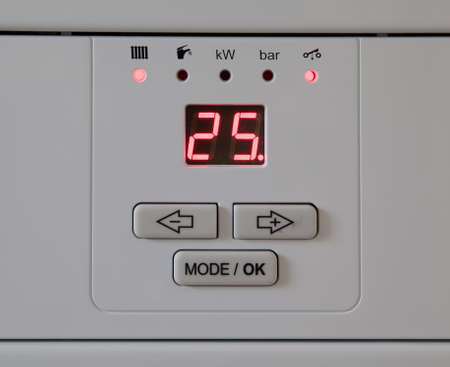 Regulator boiler heating and hot water.の写真素材