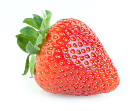 Ripe strawberry on white background close upの写真素材