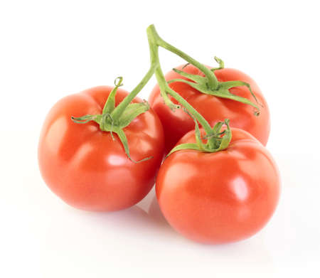 Ripe red tomatoes on white background.の写真素材