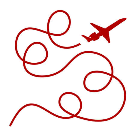 Airplane and flight trail in the sky on white background. illustration vectorのイラスト素材