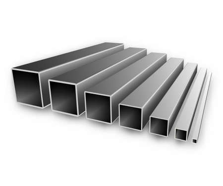 Metal square tubes on a white background. illustration vectorのイラスト素材