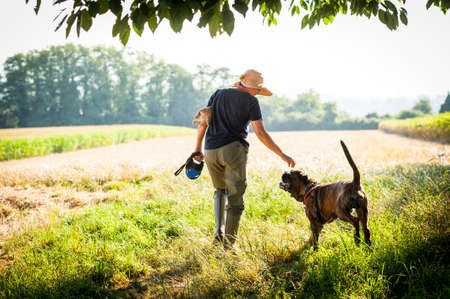 The love between a owner and her dogの写真素材