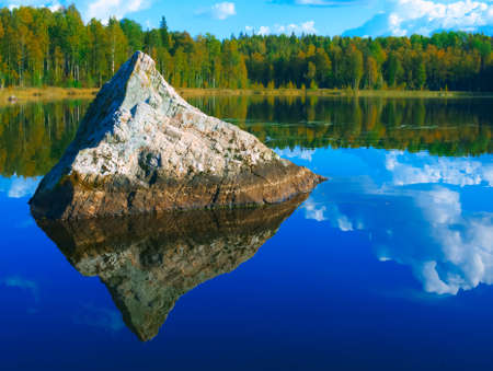 Pyramid on the lakeの写真素材
