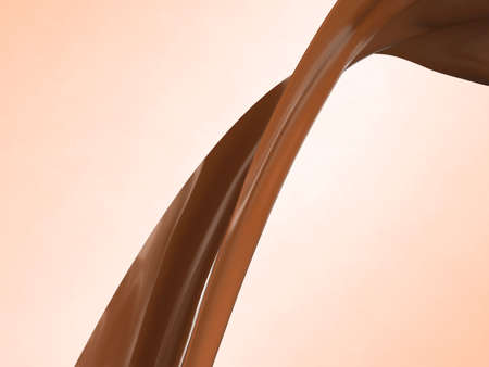 A stream of delicious hot chocolate on light background の写真素材