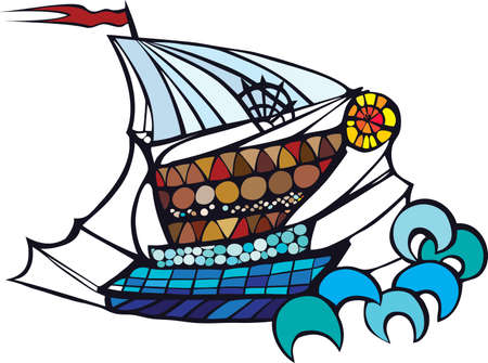 Sailing ship vector drawing のイラスト素材