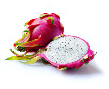 Fresh dragon fruit isolated on white backgroundの写真素材