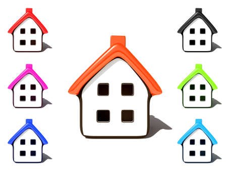 Simple Home icon in different roof colors. For other icons please check my portfolioの写真素材