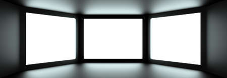 Inside of dark digital roomの写真素材