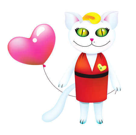 Elegant cat with balloonのイラスト素材