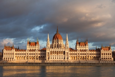 Famous building of Hungarian parliament in Budapestの写真素材
