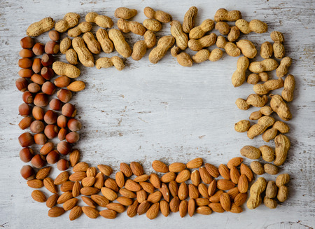 Nuts, almond, peanut. It can be used as a backgroundの写真素材