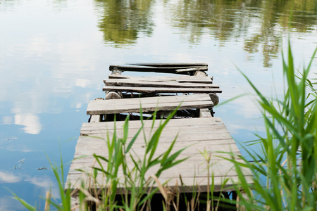 The old mooring on the bank of the lakeの写真素材