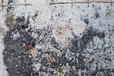 Wall fragment with scratches and cracksの写真素材